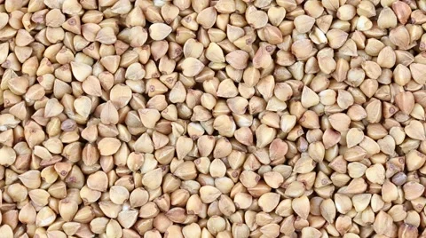 Buckwheat close up. Front of the camera rotates plate with buckwheat Stock Footage 64485851