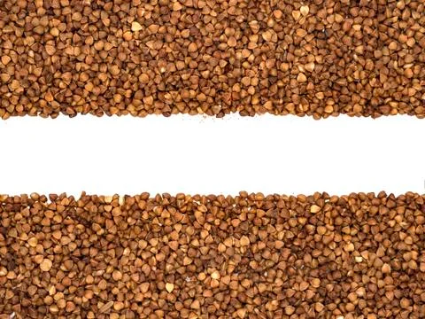 Buckwheat grain isolated on white background close up. Top view Foto stock