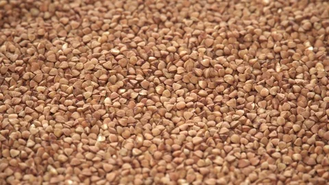 Buckwheat Grains Rotating on Turntable. Top View Stock Footage 93608023