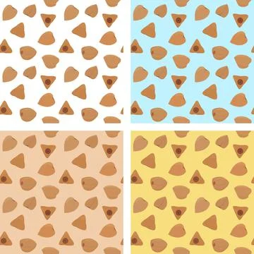 Buckwheat grains seamless patterns set Stock Illustration