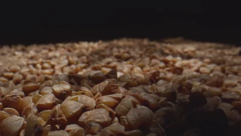 Buckwheat groats in a macro shot Видео 295016381