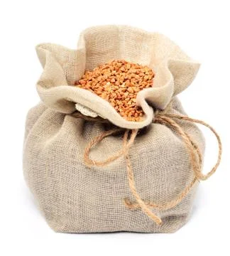 Buckwheat in the sack Stock Photos