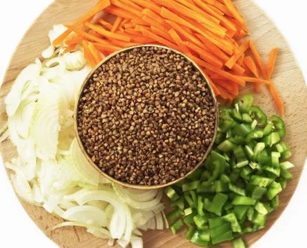 Buckwheat with vegetables Stock Photos