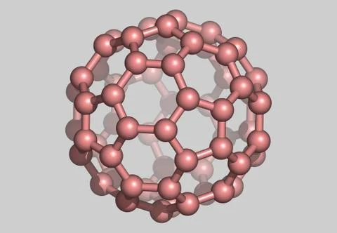 Bucky Ball molecular model with atoms Stock Illustration