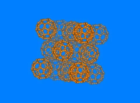 Bucky Ball molecular model with atoms Stock Illustration