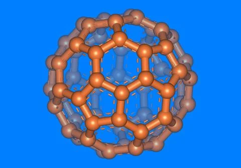 Bucky Ball molecular model with atoms Stock Illustration