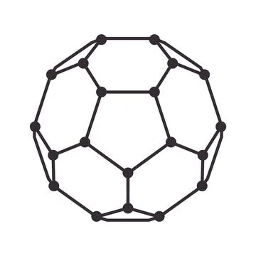 Buckyball formula molecule atom hexagonal ball shape concept research chemist Stock Illustration