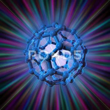 Buckyball molecule, artwork Stock Illustration