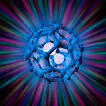 Buckyball molecule, artwork Stock Illustration