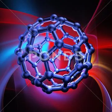 Buckyball molecule, artwork Stock Illustration