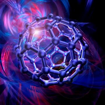 Buckyball molecule, artwork Stock Illustration