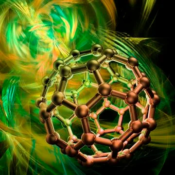 Buckyball molecule, artwork Stock Illustration