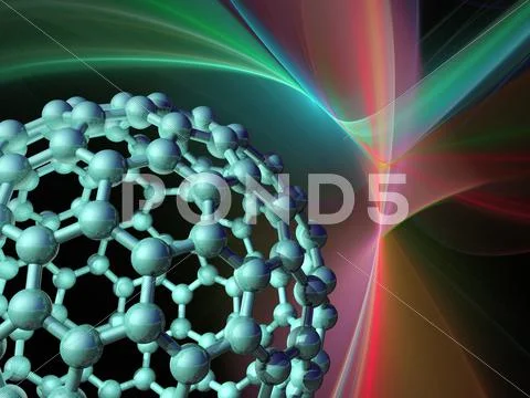 Buckyball molecule, artwork Stock Illustration