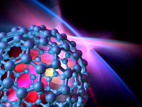 Buckyball molecule, artwork Stock Illustration
