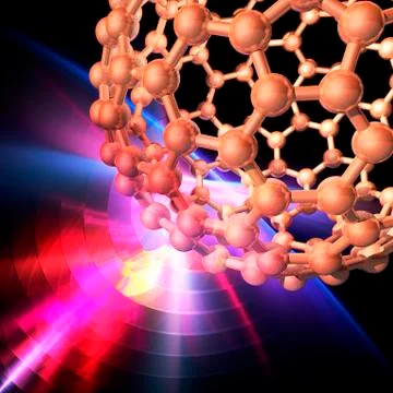 Buckyball molecule, artwork Stock Illustration
