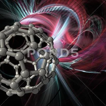 Buckyball molecule, artwork Stock Illustration