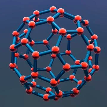 Buckyball molecule, artwork Stock Illustration