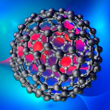 Buckyball molecule, artwork Stock Illustration