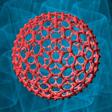 Buckyball molecule, artwork Stock Illustration