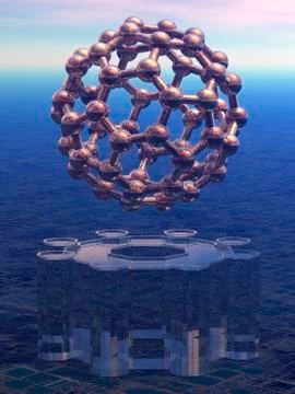 Buckyball molecule, artwork Stock Illustration