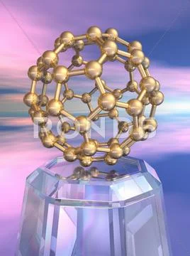 Buckyball molecule, artwork Stock Illustration
