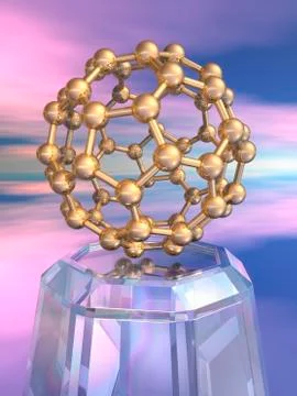 Buckyball molecule, artwork Stock Illustration