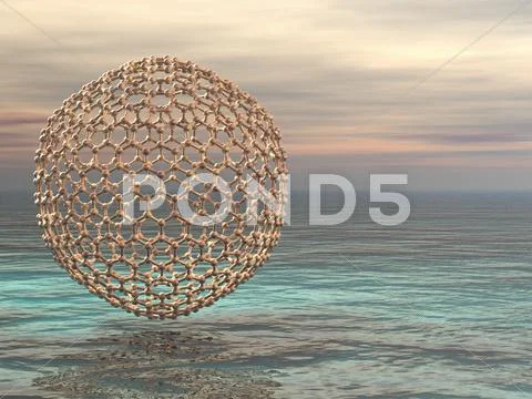Buckyball molecule, artwork Stock Illustration