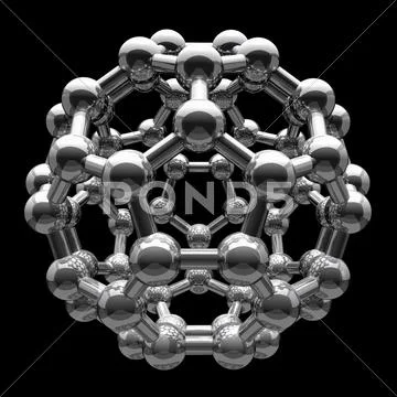 Buckyball molecule, artwork Stock Illustration