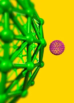 Buckyball molecules, artwork Stock Illustration