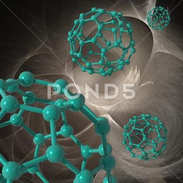 Buckyball molecules, artwork Stock Illustration