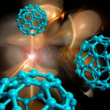 Buckyball molecules; artwork Stock Illustration
