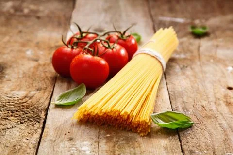 Bucnch of raw spaghetti Stock Photos