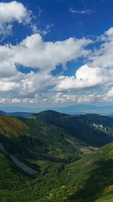 Bucolic Tatra mountain ranges Daytime Timelapse Stock-Footage 309656570