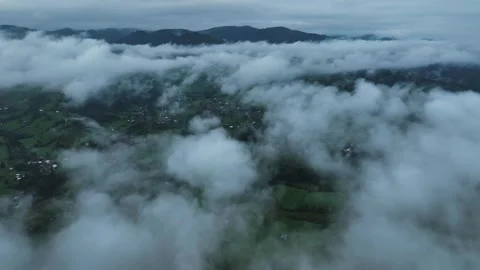 Bucovina Clouds from a Rotating Drone View Stock Footage 290970581