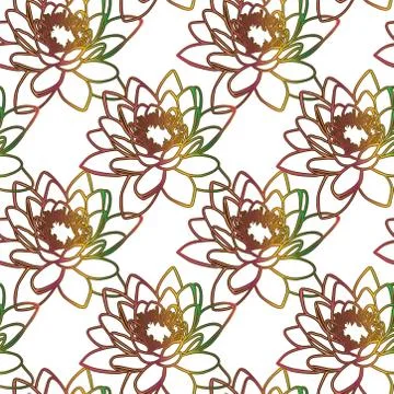 Bud of a blooming lily in a multi-colored gradient fill, seamless pattern Stock Illustration