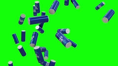 Bud Light Slim cans is a flavored beer beverage Falling on Green Screen With Stock Footage 342303213