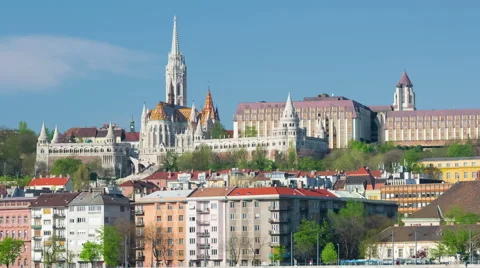 Buda in Budapest at a spring morning Stock Footage 53751531