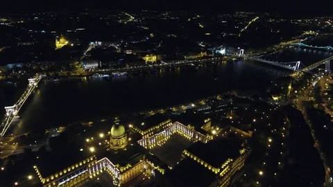 Buda Castle from above at night in Budapest, Hungary Stock Footage 78527864