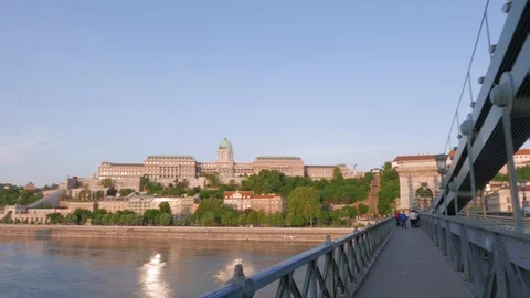 Buda Castle from the Chain Bridge in Slow motion, Budapest Stock Footage 90685055