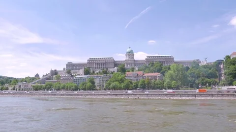 Buda castle from the Danube, Budapest Stock Footage 83765505