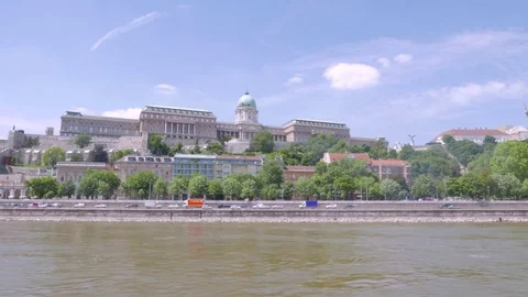 Buda castle from the Danube, Budapest Stock Footage 83765574