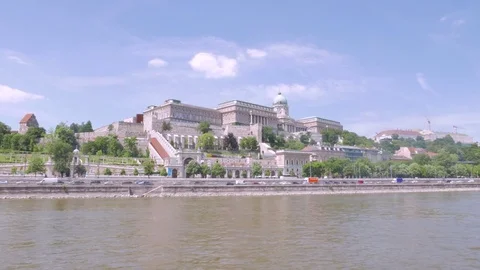 Buda castle from the Danube, Budapest Stock Footage 83765593