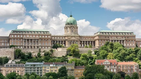 The Buda Castle, a massive Baroque Royal palace in Budapest, Hungary Stock Footage 92111726