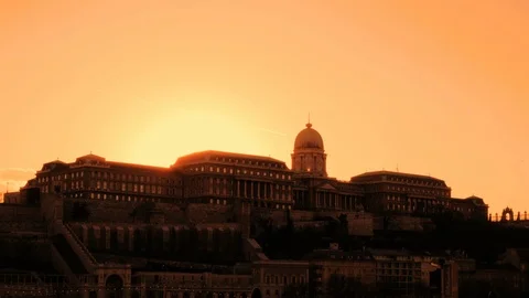 Buda Castle in sunset, Budapest, Hungary Stock Footage 86138415