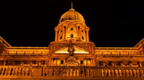 Buda Royal Castle with Prince Eugene of Savoy  monument Stock Footage 46989016