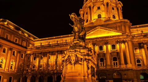 Buda Royal Castle with Prince Eugene of Savoy monument Stock Footage 47121356