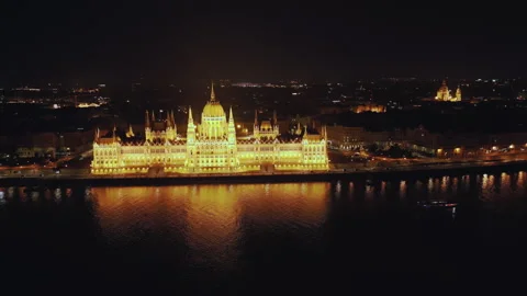 Budapest aerial view. Budapest capital of Hungary drone video. Parliament at Stock-Footage 326345366