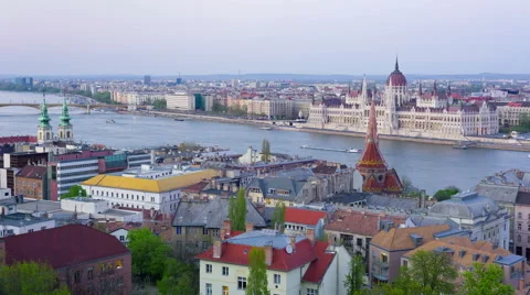 Budapest and Danube river at a sunset time Stock Footage 56426177