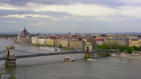 Budapest and Danube river in sunset time Stock Footage 56842514