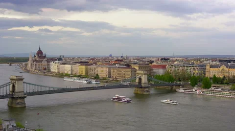 Budapest and Danube river at sunset timelapse Stock Footage 56842924